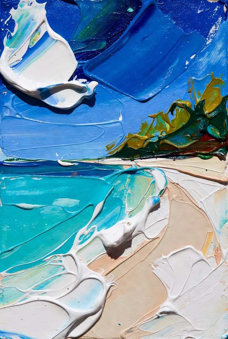 Headland, a large-scale impasto seascape in acrylic on canvas, 36 x 54 in, 2026