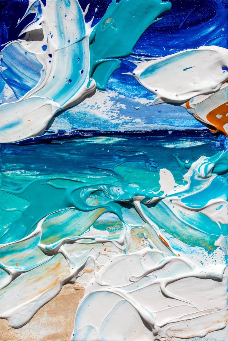 Open Water, a large-scale impasto seascape in acrylic on canvas, 24 x 36 in, 2026