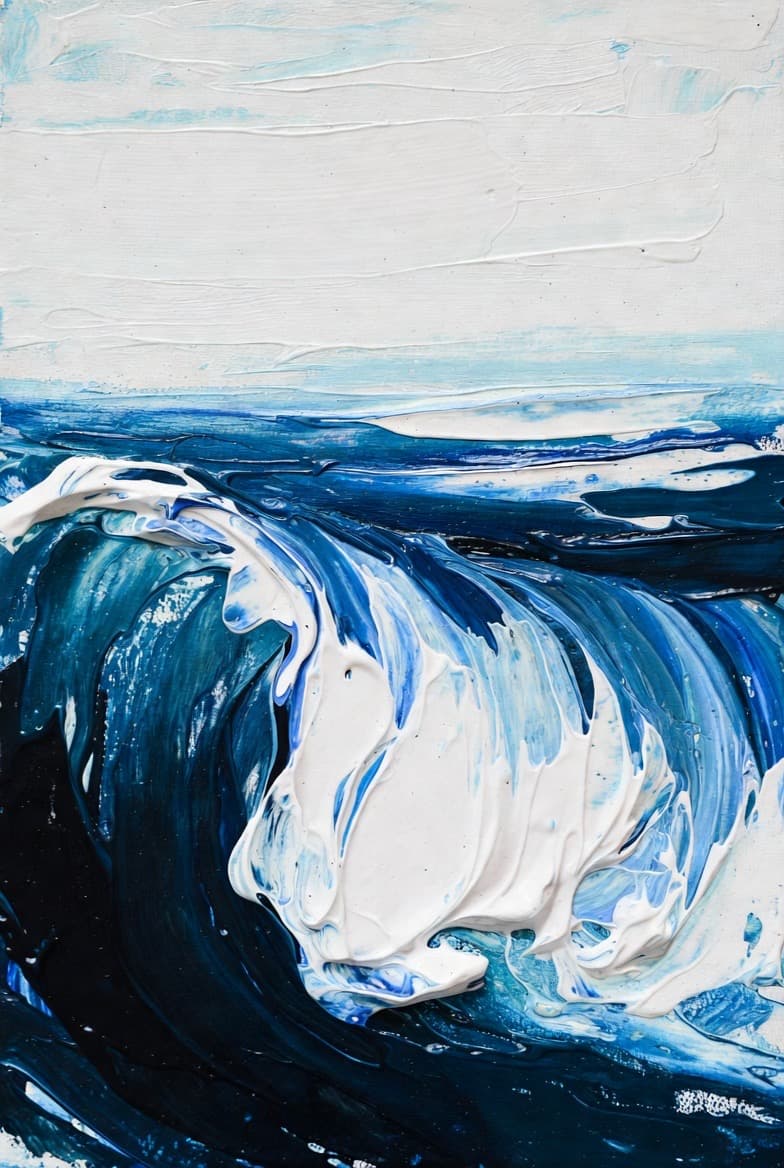 The Break, a large-scale impasto seascape in acrylic on canvas, 40 x 60 in, 2026